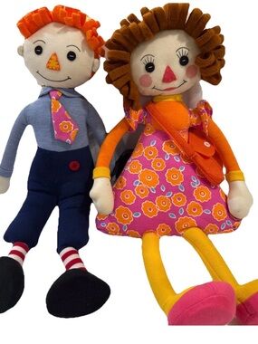Floral Fabric Rag Doll in Pink & Orange - Playtime Plush Companion